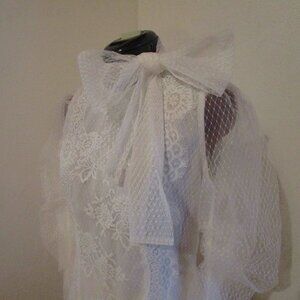 Ethereal Lace & Net White Blouse, Size Large